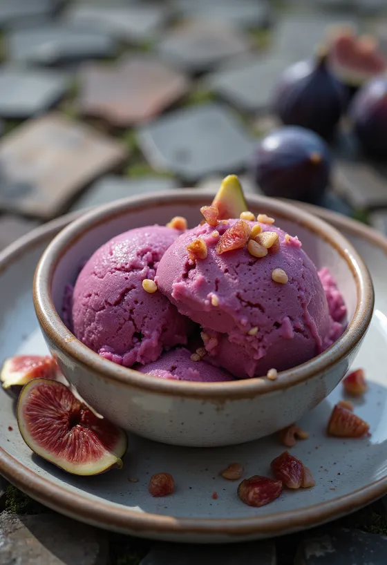 Sorbetto ai fichi fatto in casa servito in coppetta
