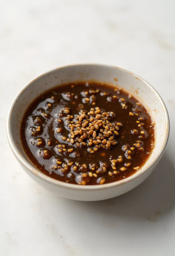 Salsa al sesamo e zenzero servita